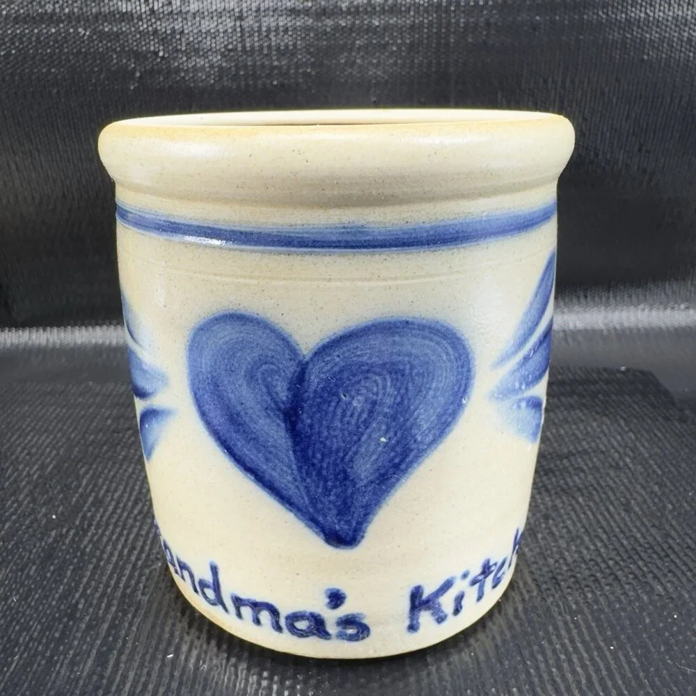 Shadow Lawn Pottery Stoneware Salt Glaze Vase Utensil Holder Grandmas Kitchen‎